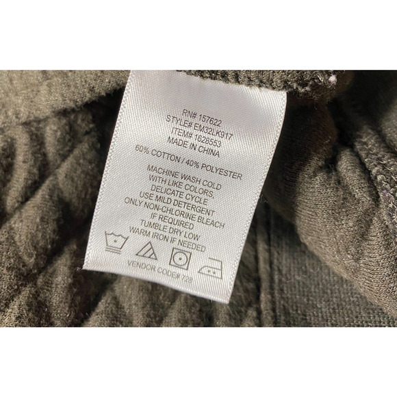 Eddie Bauer Quilted Henley Pullover Sweater Men XL Brown Mock Neck Preppy Knit - Picture 7 of 10